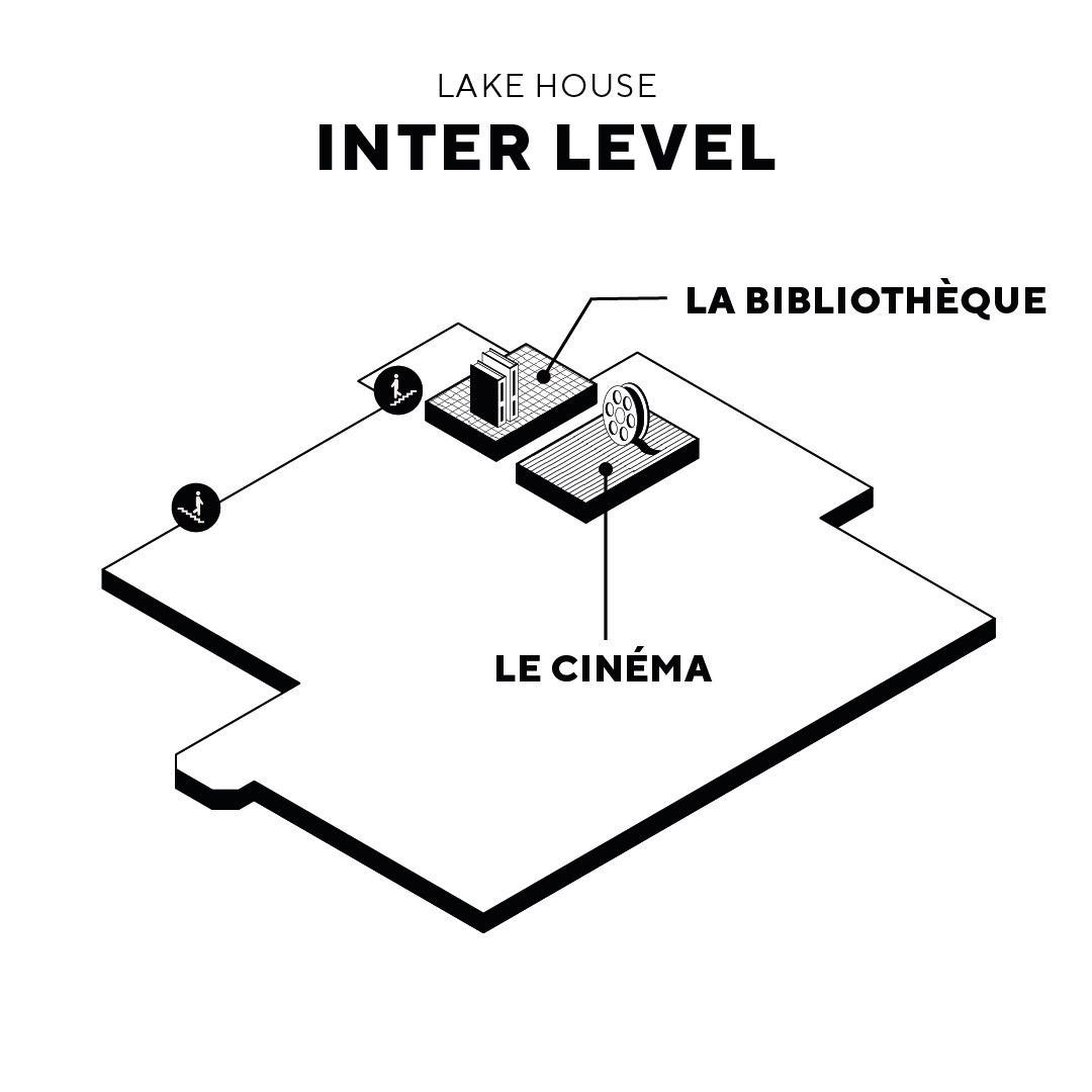 Bibliothèque cinéma Lake House Plan
